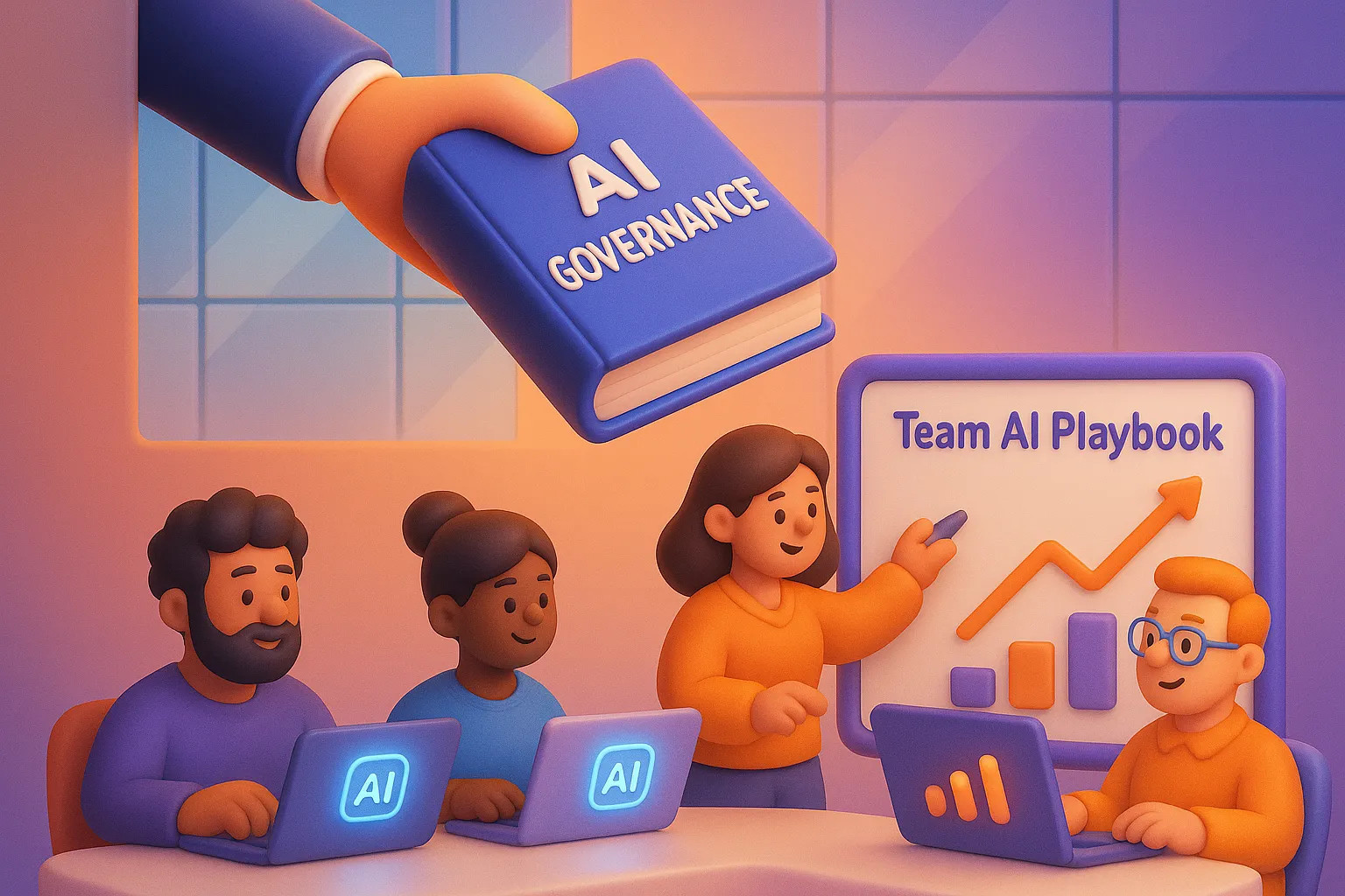 Stylized image of a team collaborating on writing rules